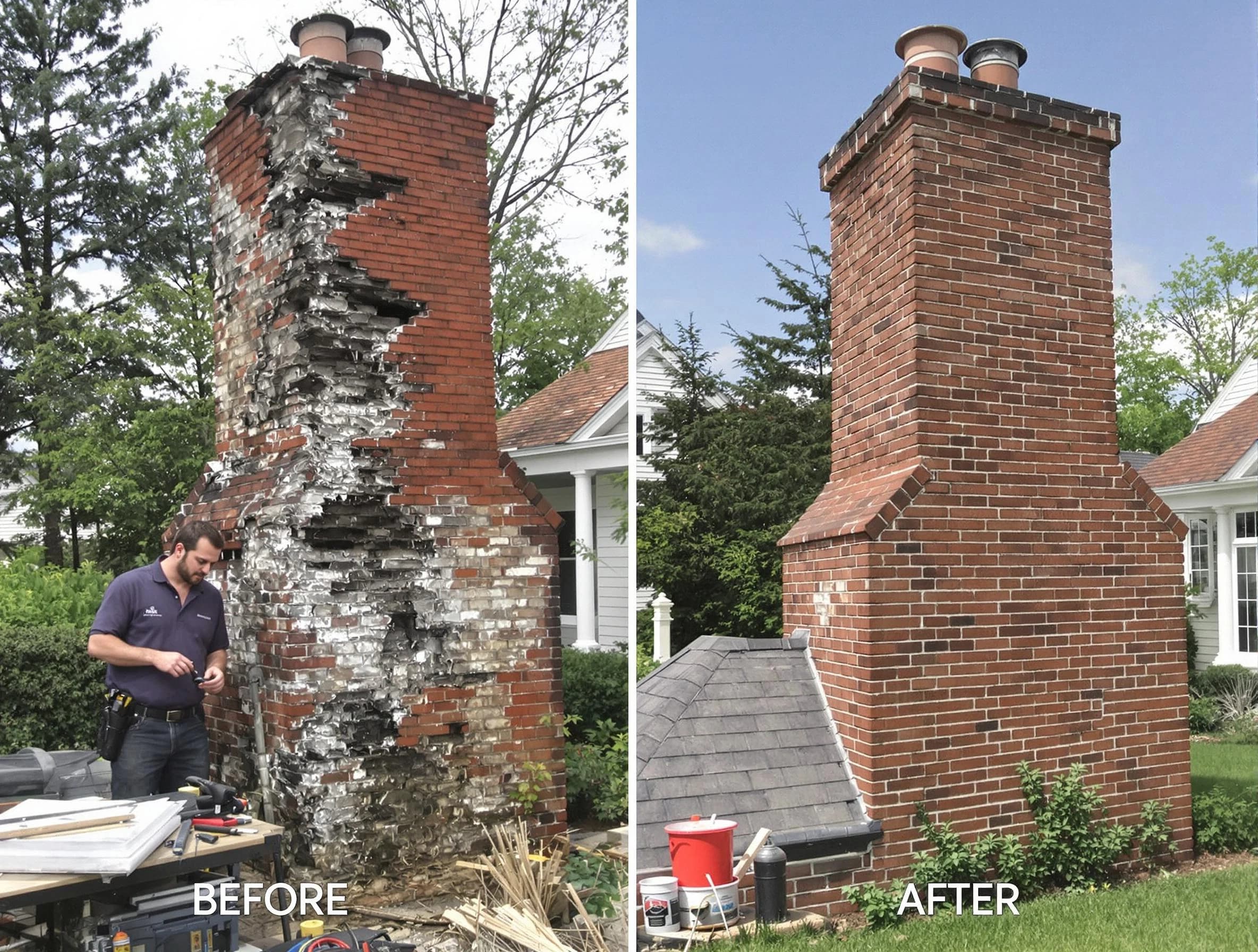 Methuen Town Chimney Sweep performing a full chimney restoration in Methuen Town, MA