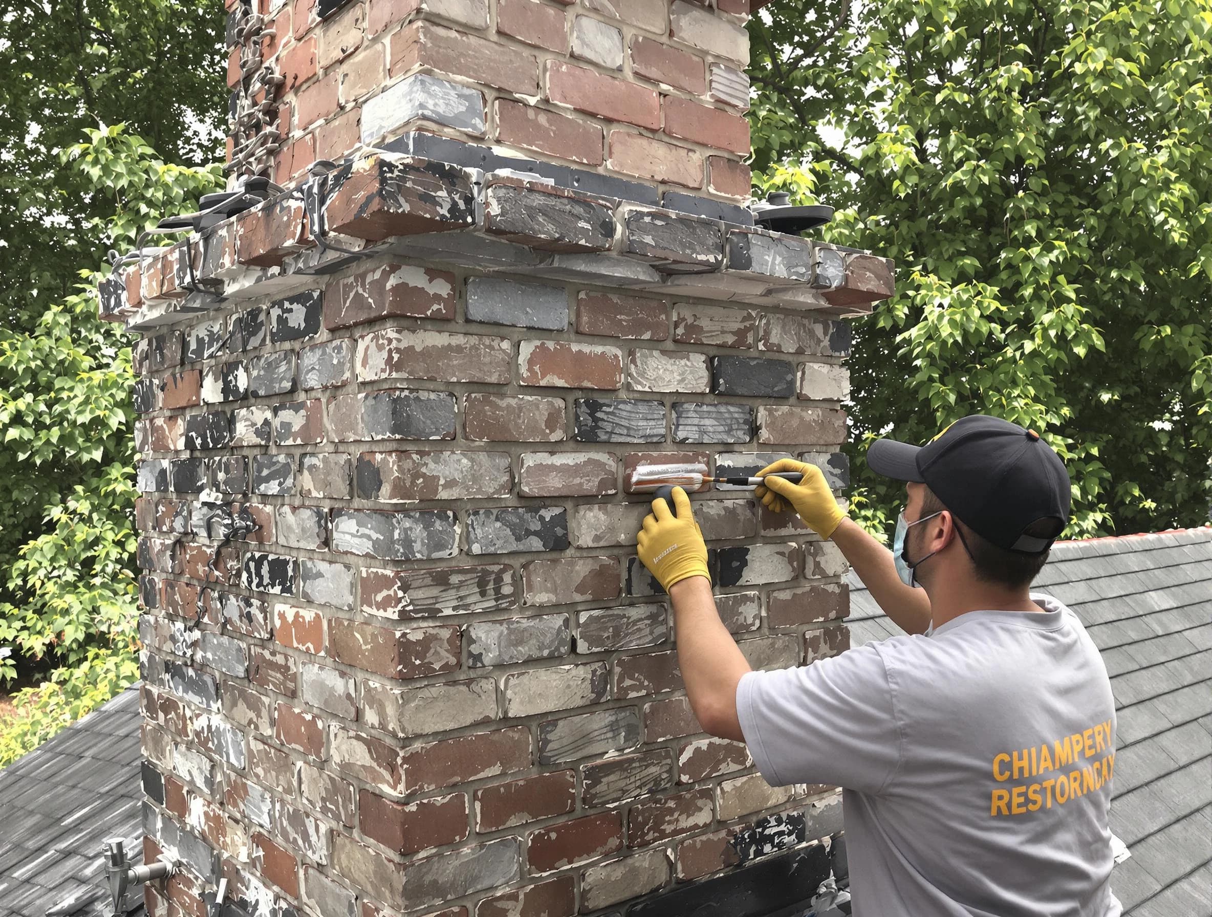 In-progress chimney restoration by Methuen Town Chimney Sweep in Methuen Town, MA