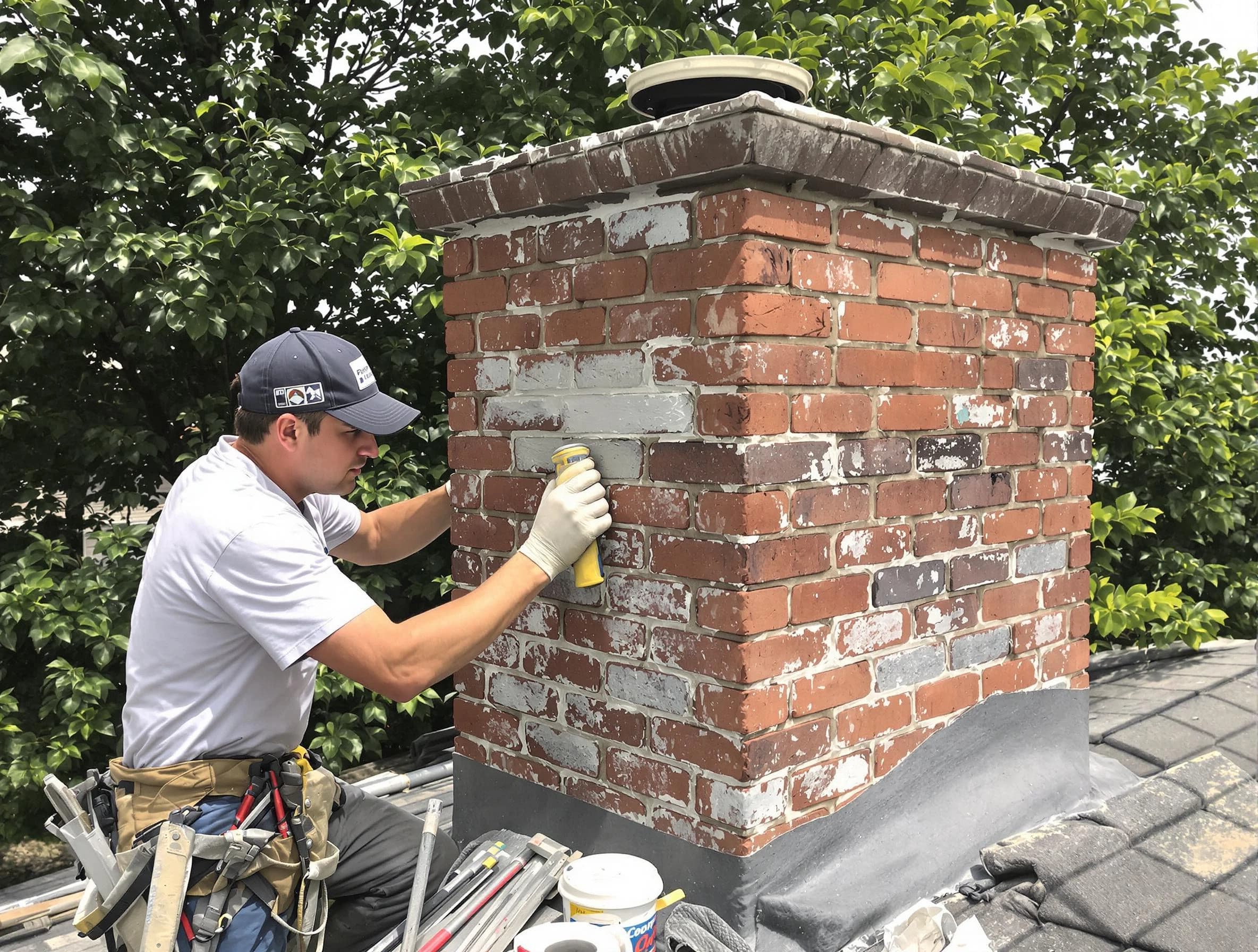 Methuen Town Chimney Sweep restoring an aging chimney in Methuen Town, MA