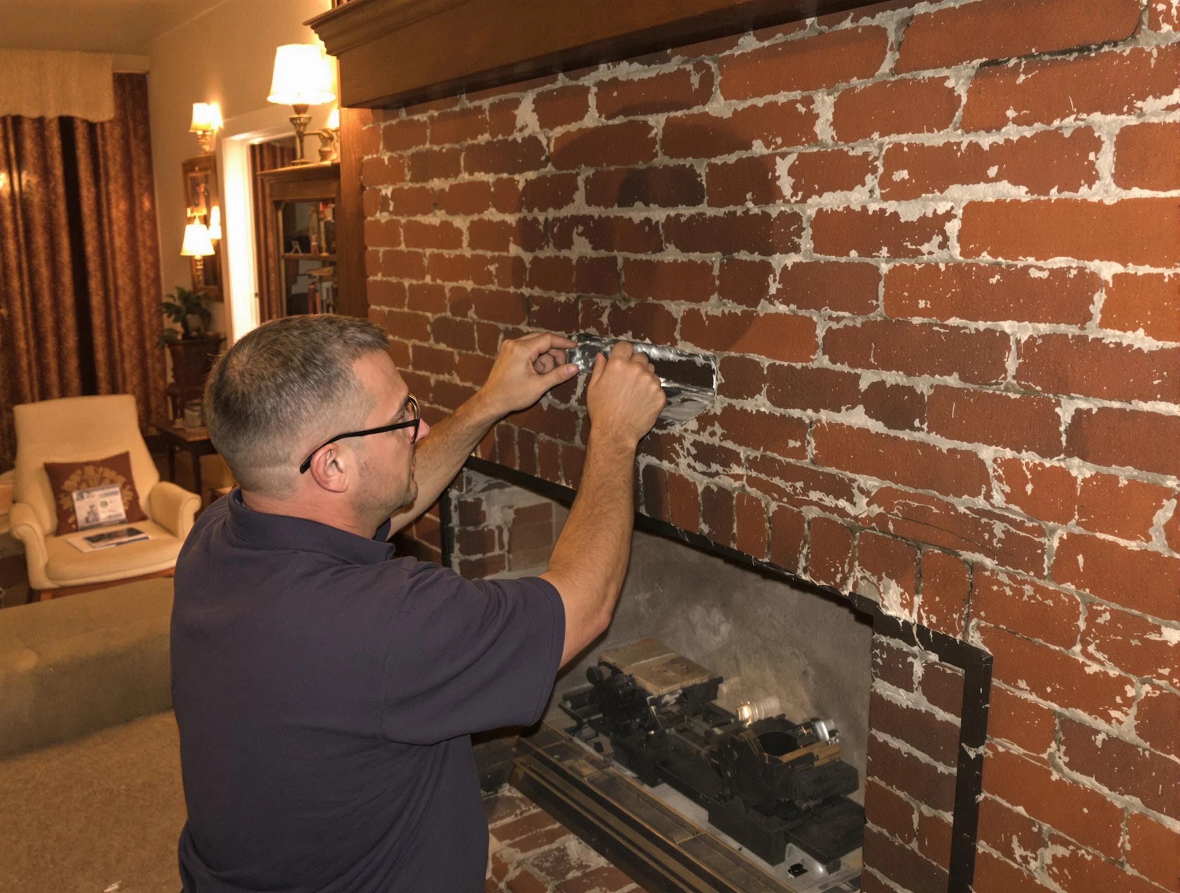 Methuen Town Chimney Sweep expert fixing a fireplace in Methuen Town, MA