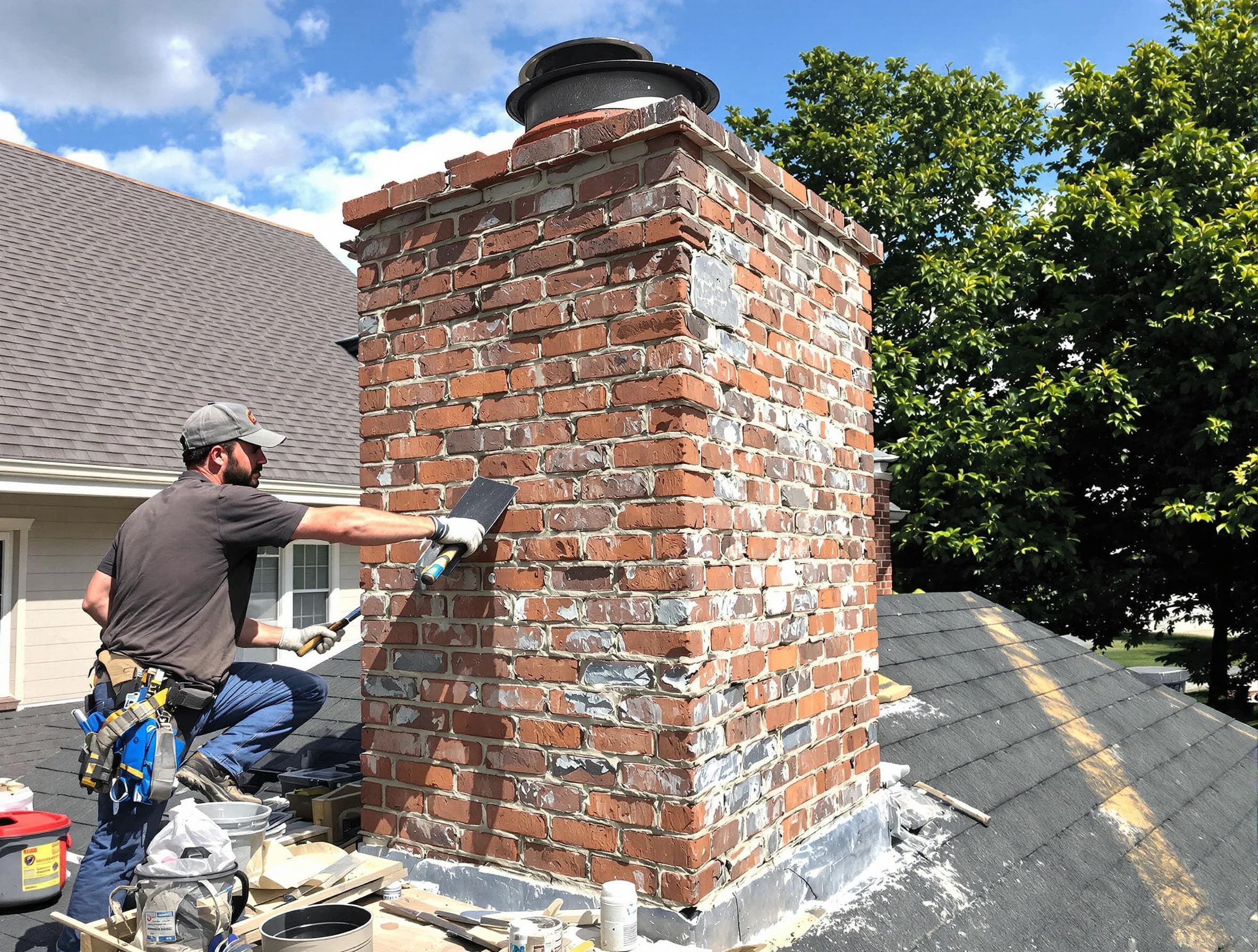 Completed chimney rebuild by Methuen Town Chimney Sweep in Methuen Town, MA