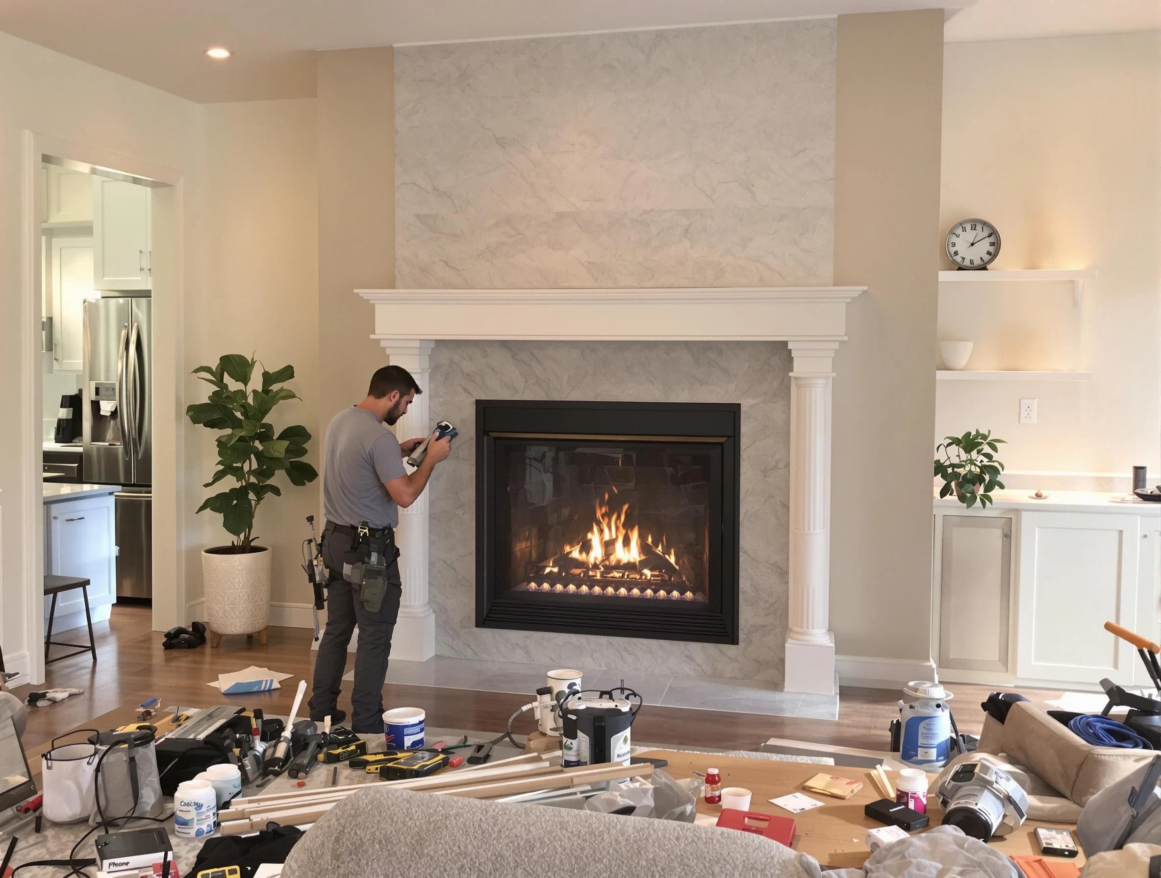 Newly installed fireplace by Methuen Town Chimney Sweep in Methuen Town, MA