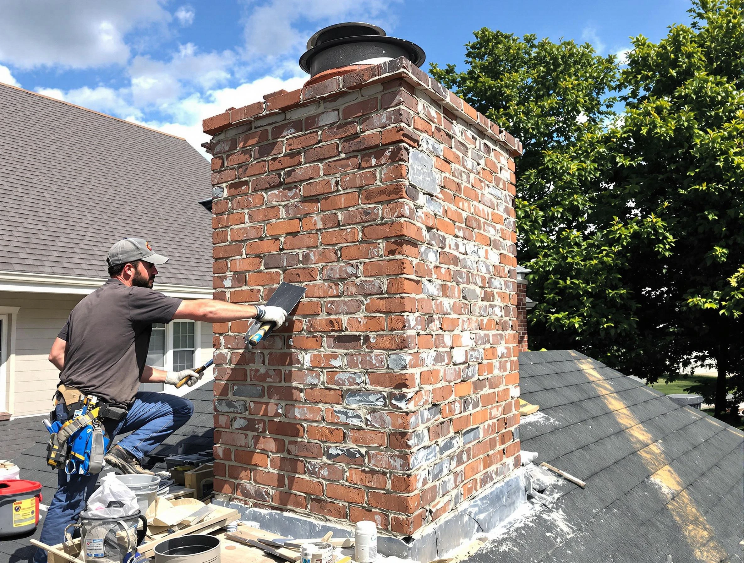 Completed chimney rebuild by Methuen Town Chimney Sweep in Methuen Town, MA