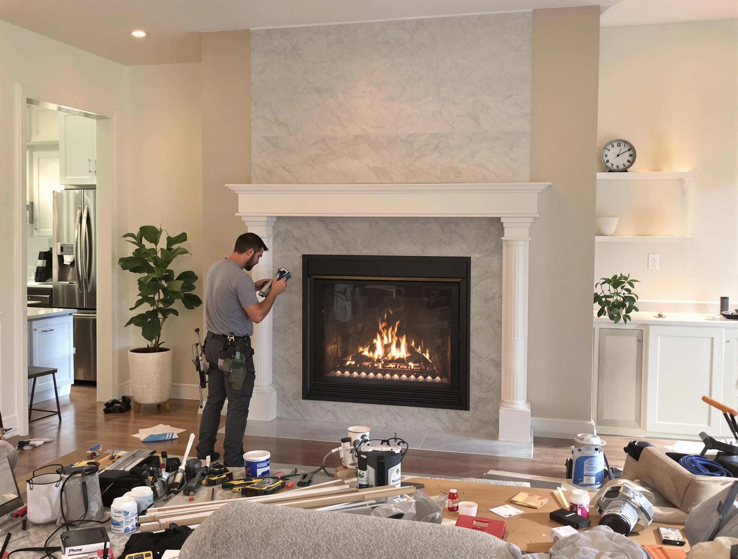 Newly installed fireplace by Methuen Town Chimney Sweep in Methuen Town, MA